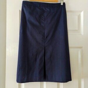 NWT Talbots Nave Blue A-Line Cotton Skirt; Front Pleat; lined, Size 16
